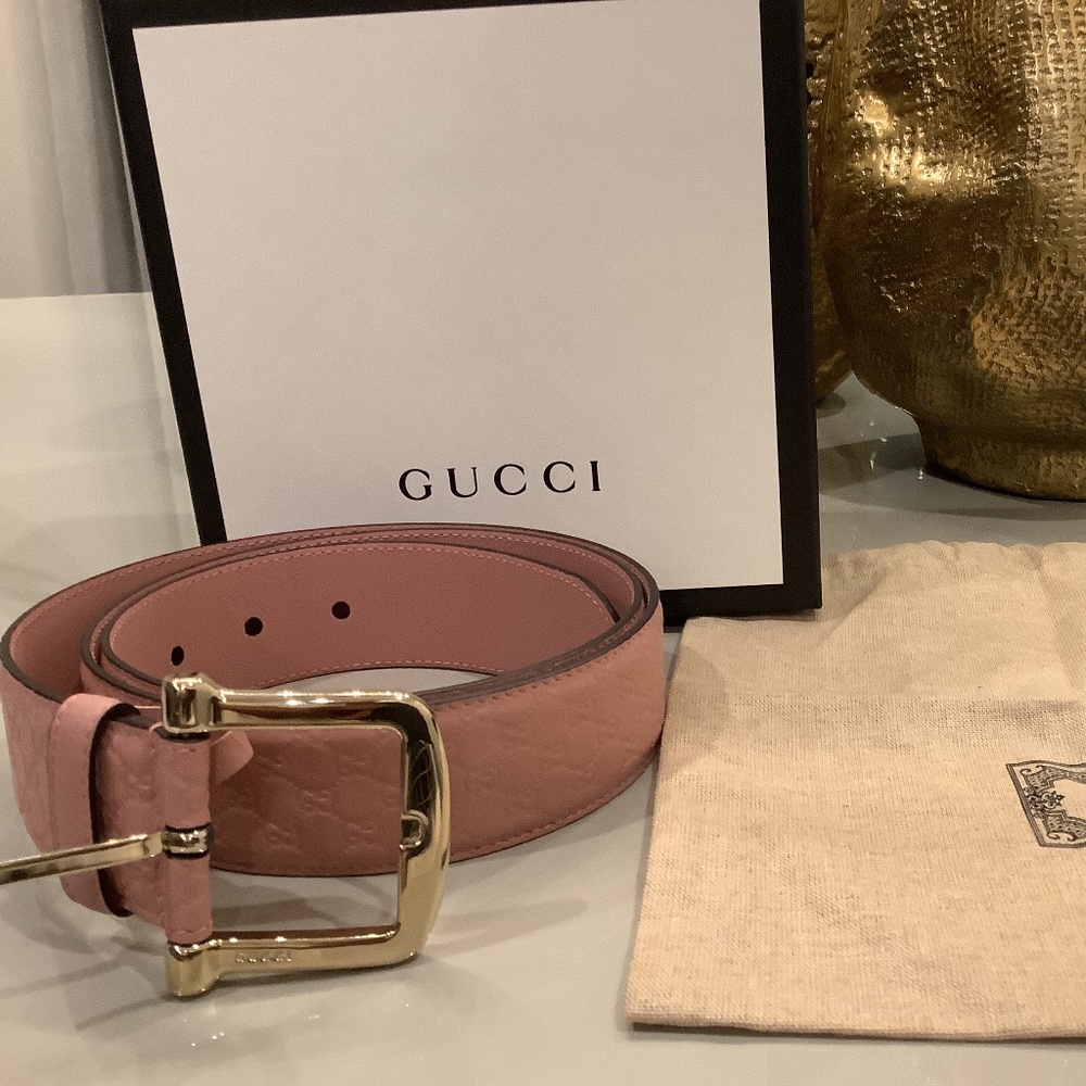 Gucci microguccissima mauve pink leather belt